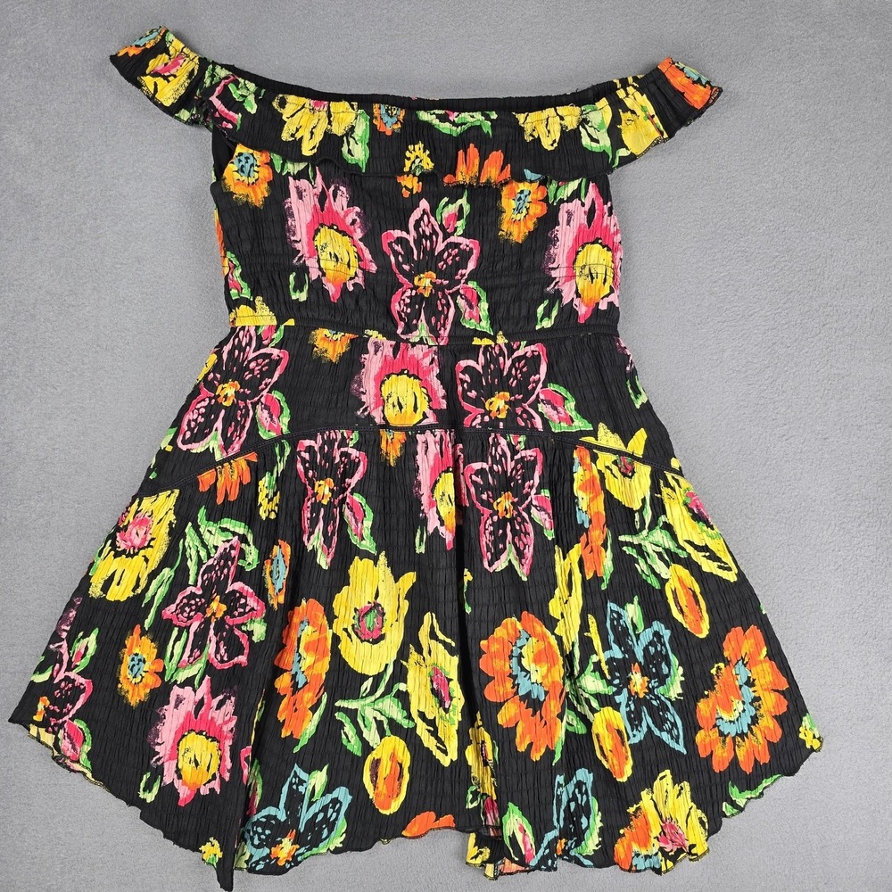 Urban Outfitters Dress Womens Large Black Floral‎ Off Shoulder Smocked Sundress